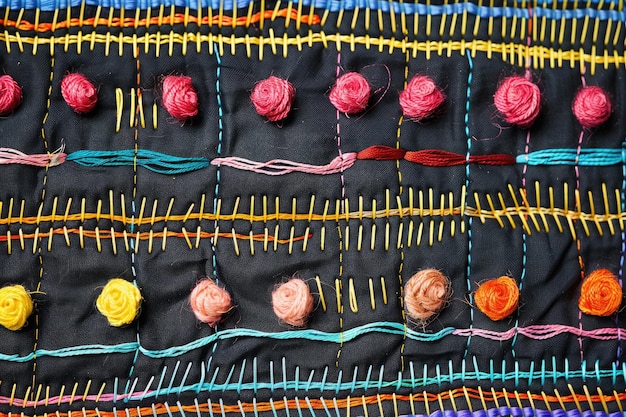 haftowane wzory na lnie