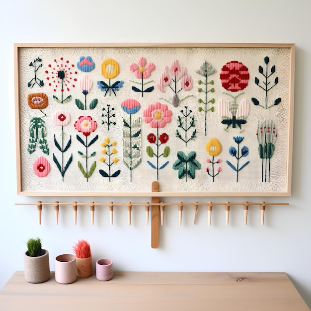 haftowane motywy w ramce